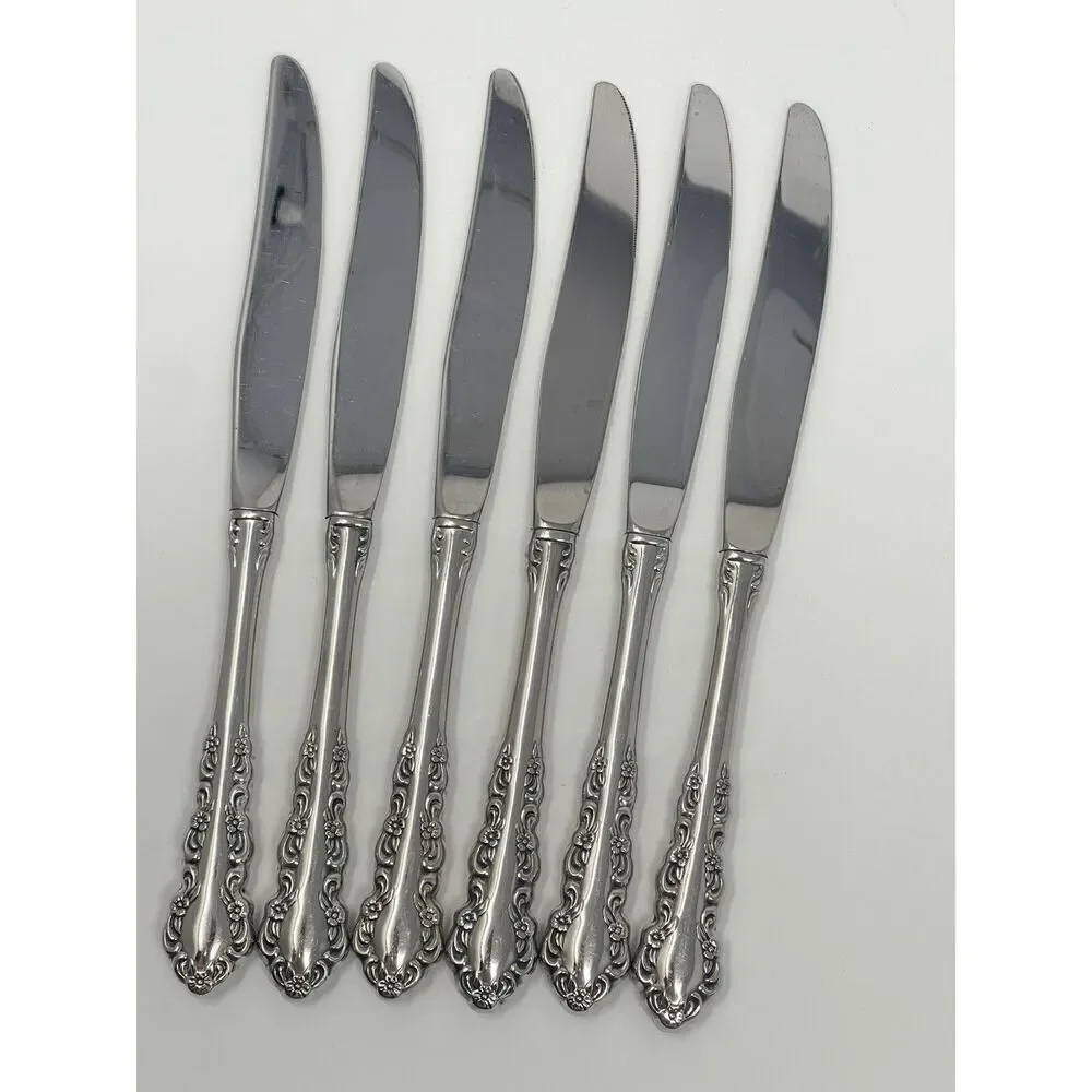 Oneida Shelley Cube USA Stainless Modern Hollow Dinner Knives 9 1/8” Set Of 6
